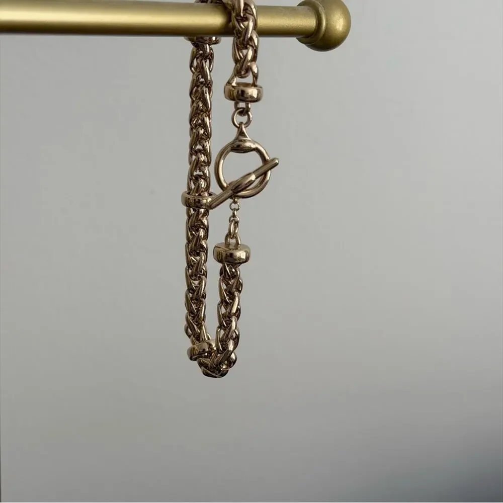 Ralph Lauren Gold Tone Chunky Toggle Chain BraceletTextured Links
